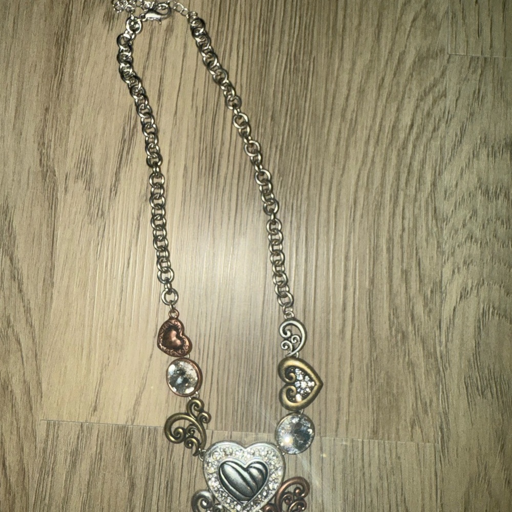 Heart‎ Pendant Necklace with Silver and Gold Accents